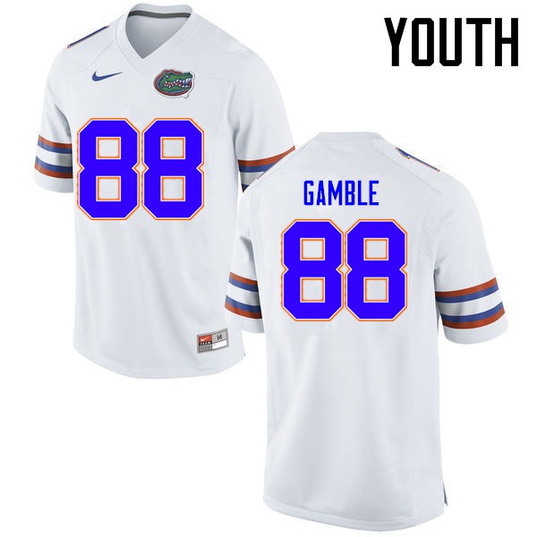 Florida Gators Youth #88 Kemore Gamble College Football Jersey White